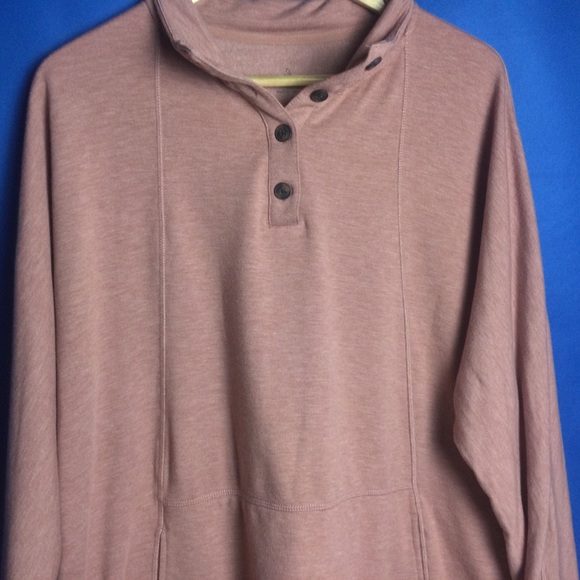 Cuddl Duds 2X Women's Cozy Henley Mock Neck Top Sweatshirt Pink - Picture 2 of 11